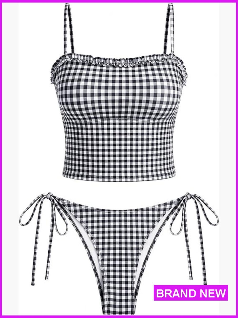 Striped Tankini Swimsuits High Cut Cheeky Bottom Tie Back Knot Two Piece